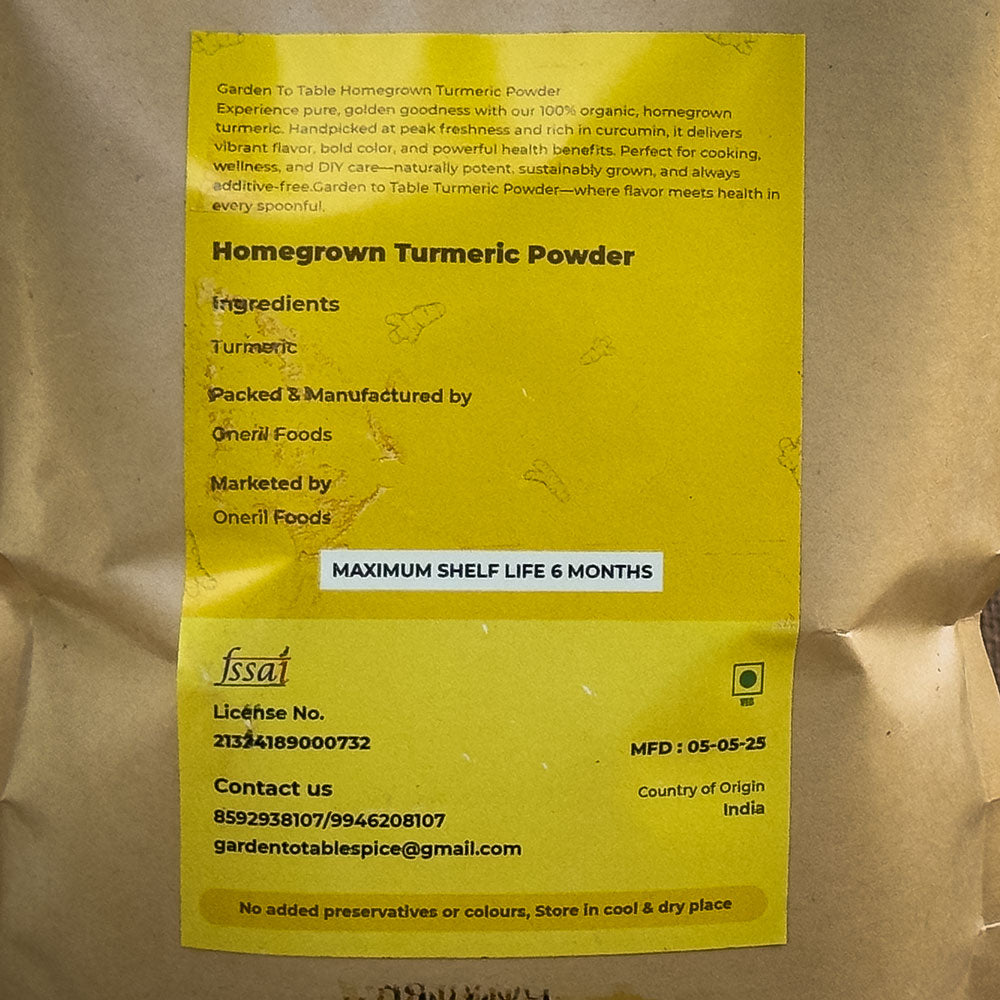 Homegrown Turmeric Powder – 250g 500g | Pure, Natural & Aromatic